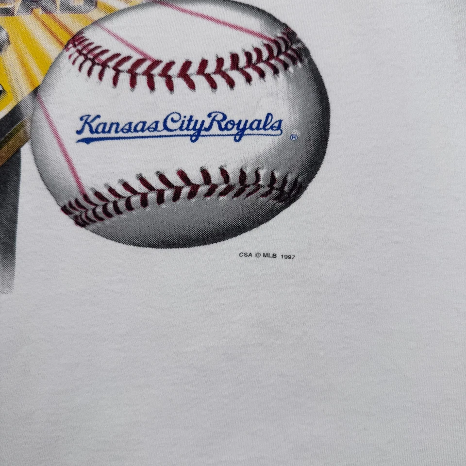 Винтажная мужская футболка Kansas City Royals большая белая зона скорости бейсбол MLB 90-е - Изображение 3 из 4
