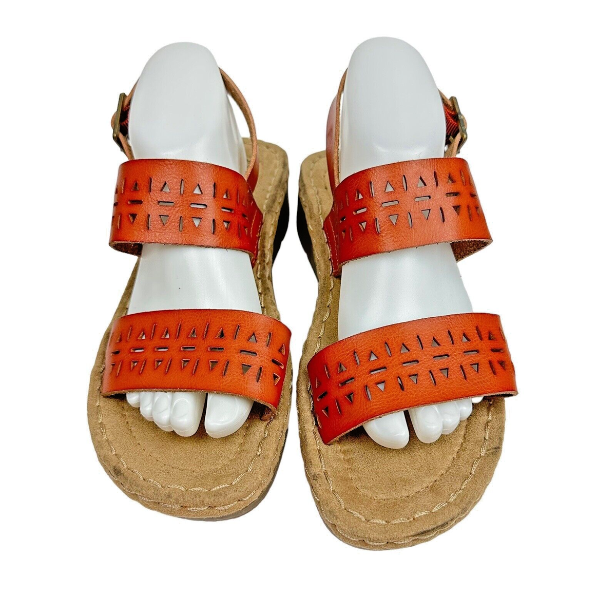 Earth Spirit Sandals Womens Brown Cognac Laser Cut Slingback