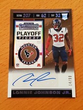 2019 Contenders Playoff Ticket #251A Lonnie Johnson Texans Rookie Auto #'d 14/99