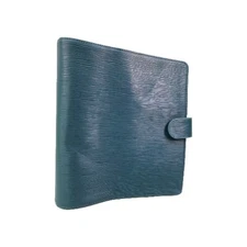 Print Pression Turquoise Textured Leather Pocket 3 Ringed Planner Cover 9"×10"