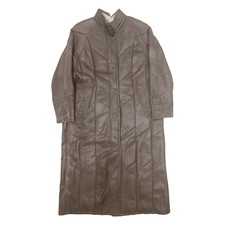 Christ Sherpa Lined Trench Leather Coat Brown Womens L