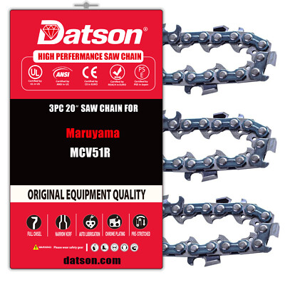 3-Pack 20'' Chainsaw Chain FOR Maruyama MCV51R,3/8'' Pitch, .058'' Gauge, 72 DL