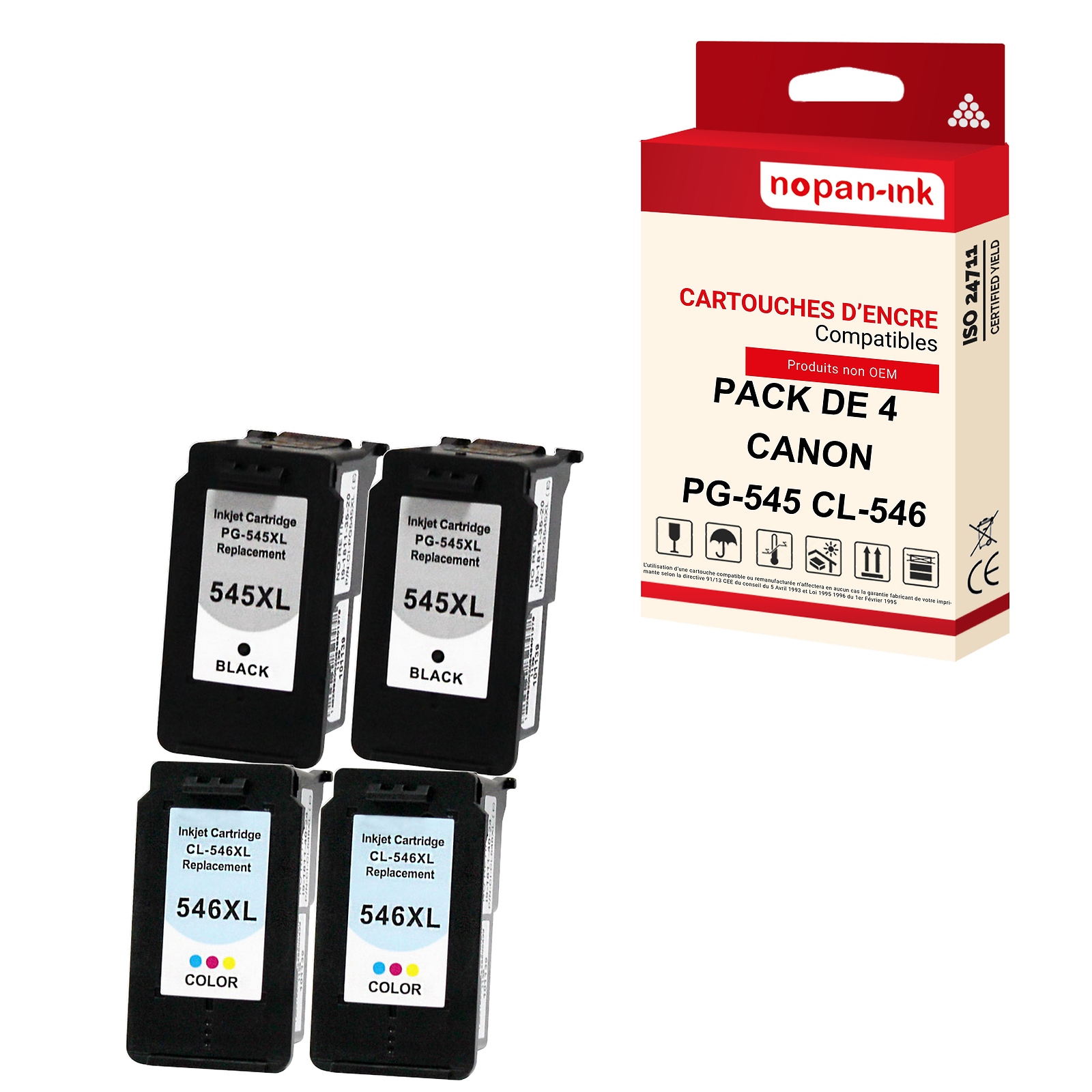 Cartouche PG-545XL CL-546XL NOPAN-INK pour remplacer vos encres vides sans bloquer l'imprimante