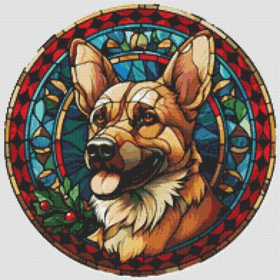 Deutscher Schäferhund Welpe Hund. Großer, moderner Original Kreuzstich
