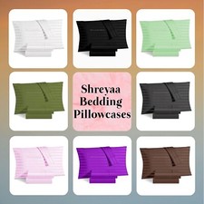 Awesome US King Size Egyptian Cotton 1000TC 2 PCs Pillowcase Set Stripes Colors