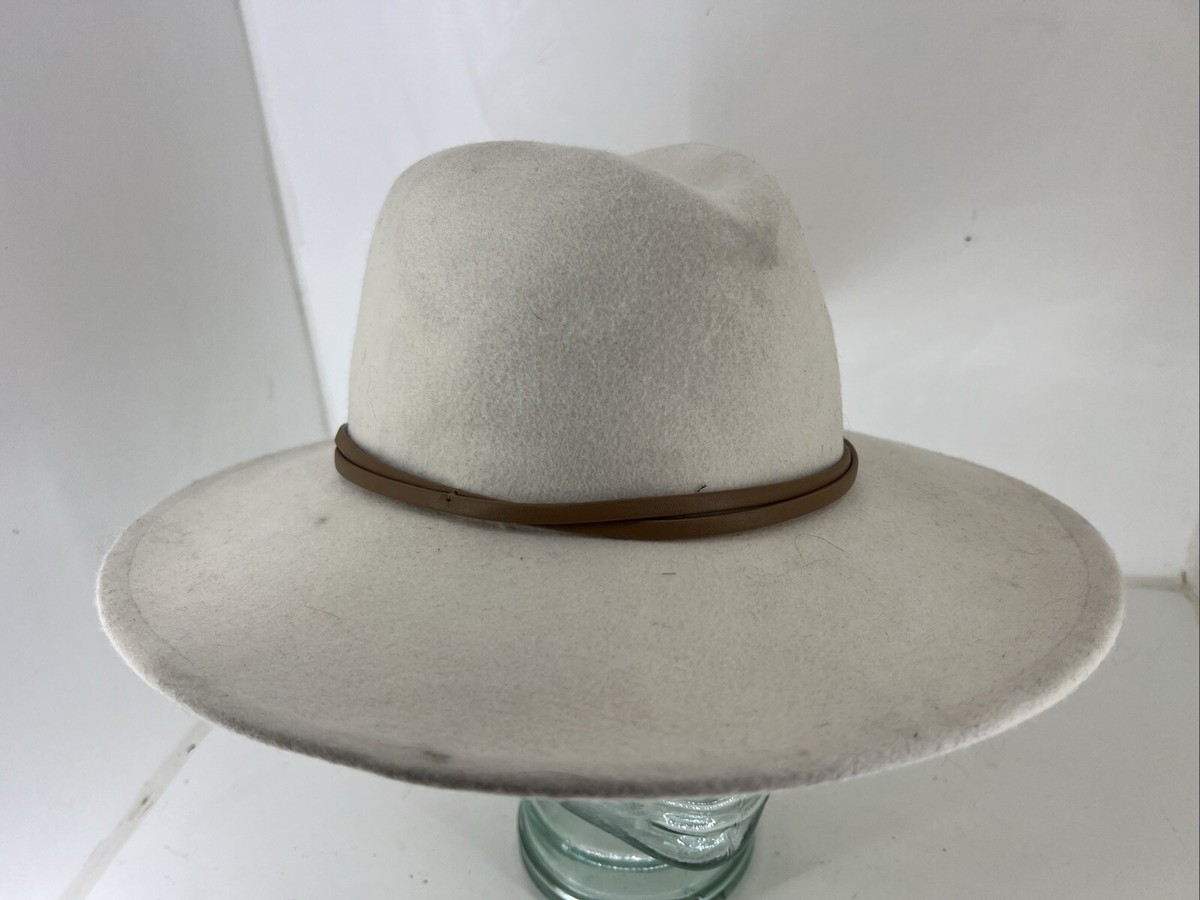 WYETH Womens Wide-Brim Western Cowboy Fedora Wool Hat Cream 