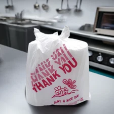 T-Shirt Bags "Thank You" Print - 11.5in. x 6.5in. x 21.5in. - 13mic - 1000ct