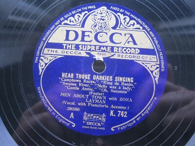 MEN ABOUT TOWN & ZORA LAYMAN 12'' 78 RPM HEAR THOSE DARKIES SINGING DECCA K.742