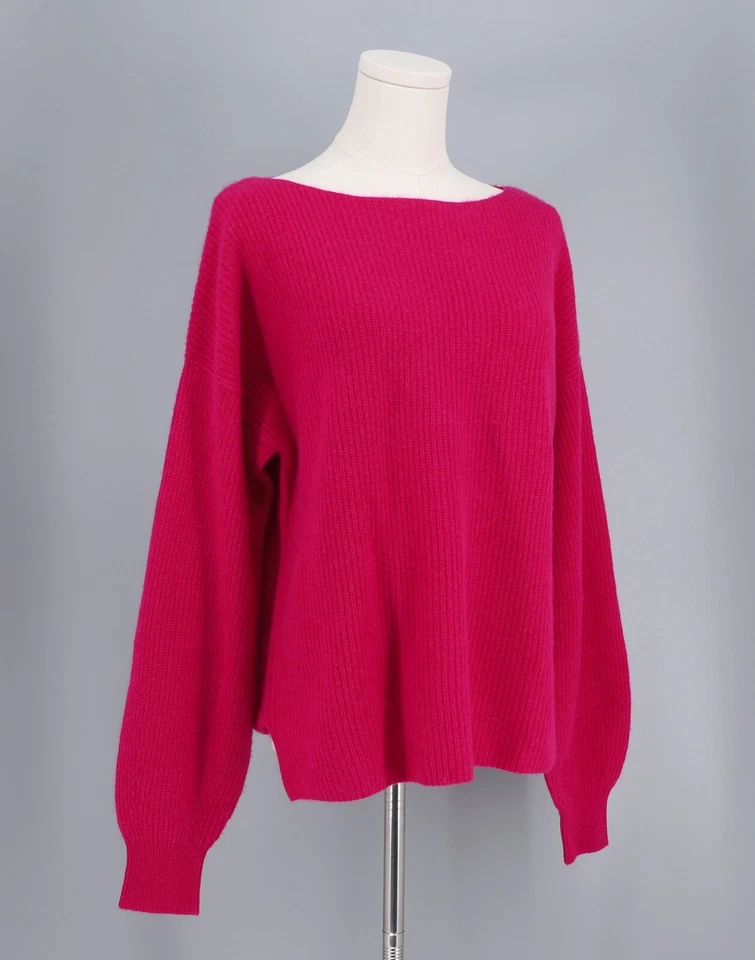 NUEVO CON ETIQUETAS SUNDANCE Jovie Cashmere Manga Abullonada Cachemira Rosa Vibrante Talla M Foto 2 de 4
