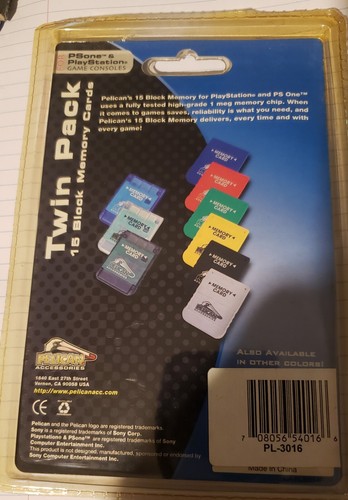 Sony PlayStation 1 PS1 Memory Cards (2) Pelican Acc. New Old Stock Factory Seal - Picture 5 of 5