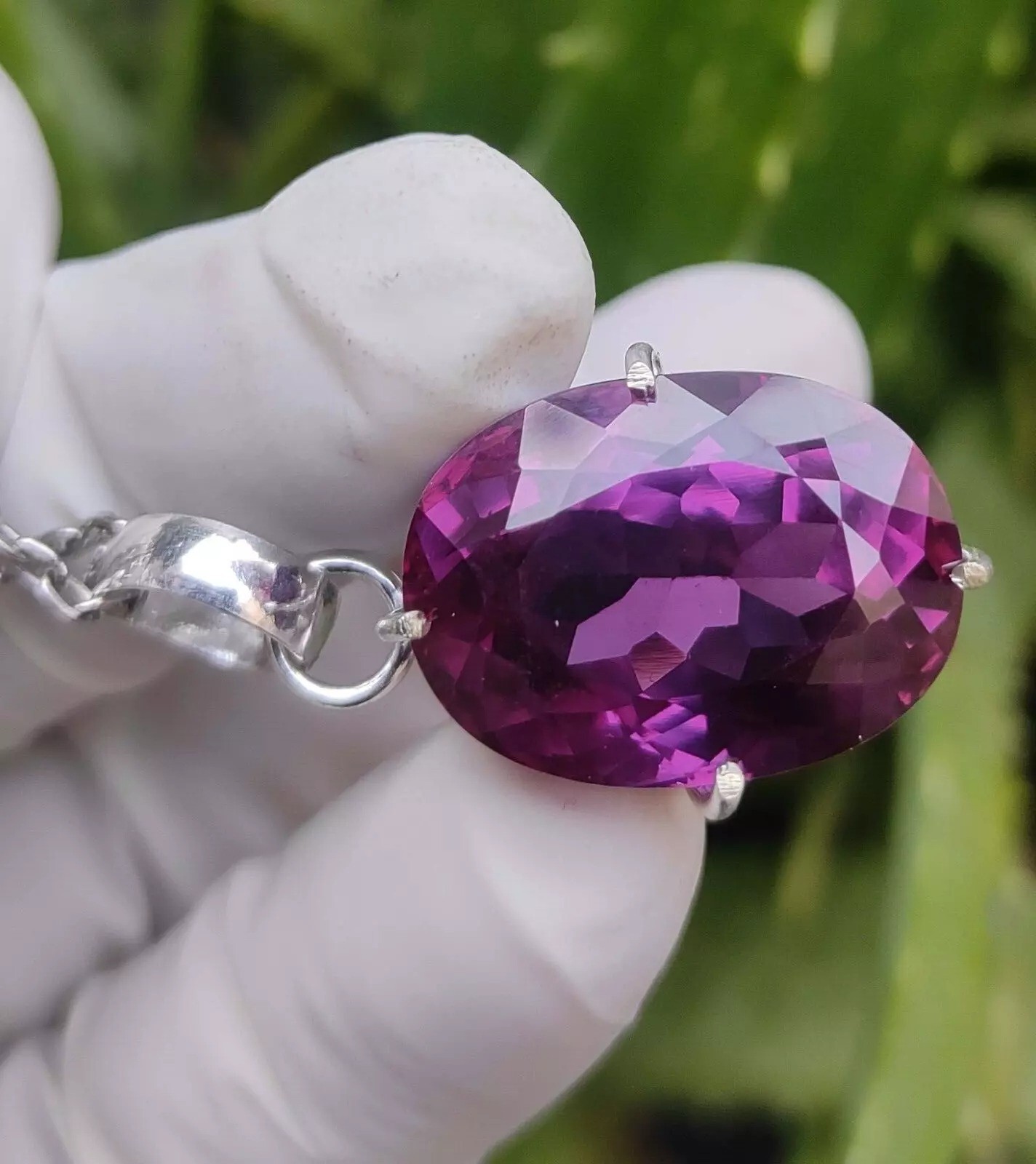 Natural Purple-Pink Sapphire 925 Silver Pendant Certified Loose Gemstone 31 Ct