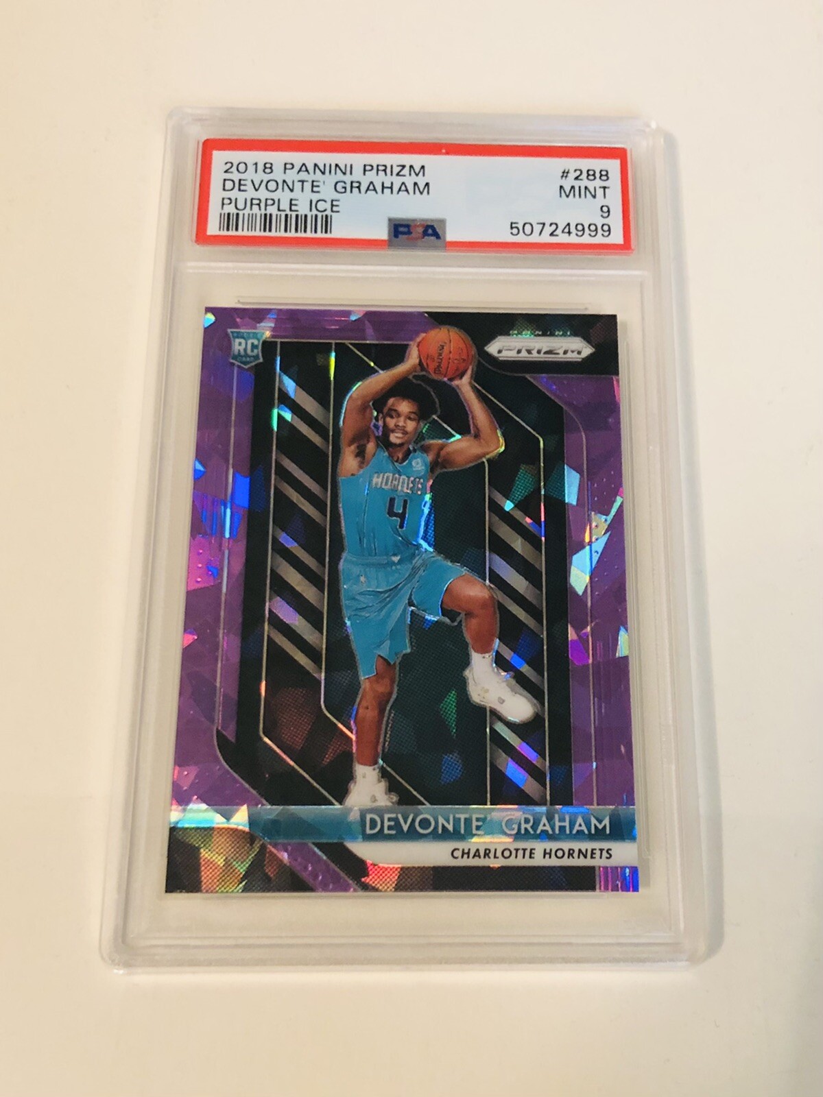 2018-19 DEVONTE’ GRAHAM Panini Prizm #288 Rookie Purple Ice /149 PSA 9 MINT