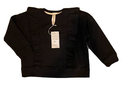$66 NWT Kids On The Moon 6 Sweatshirt Top Shirt Frill Ruffle Black Luxury