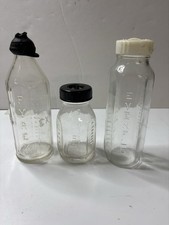 Lot Of 3 Vintage Pyrex Evenflo Glass Baby Bottle 8 oz  4 oz