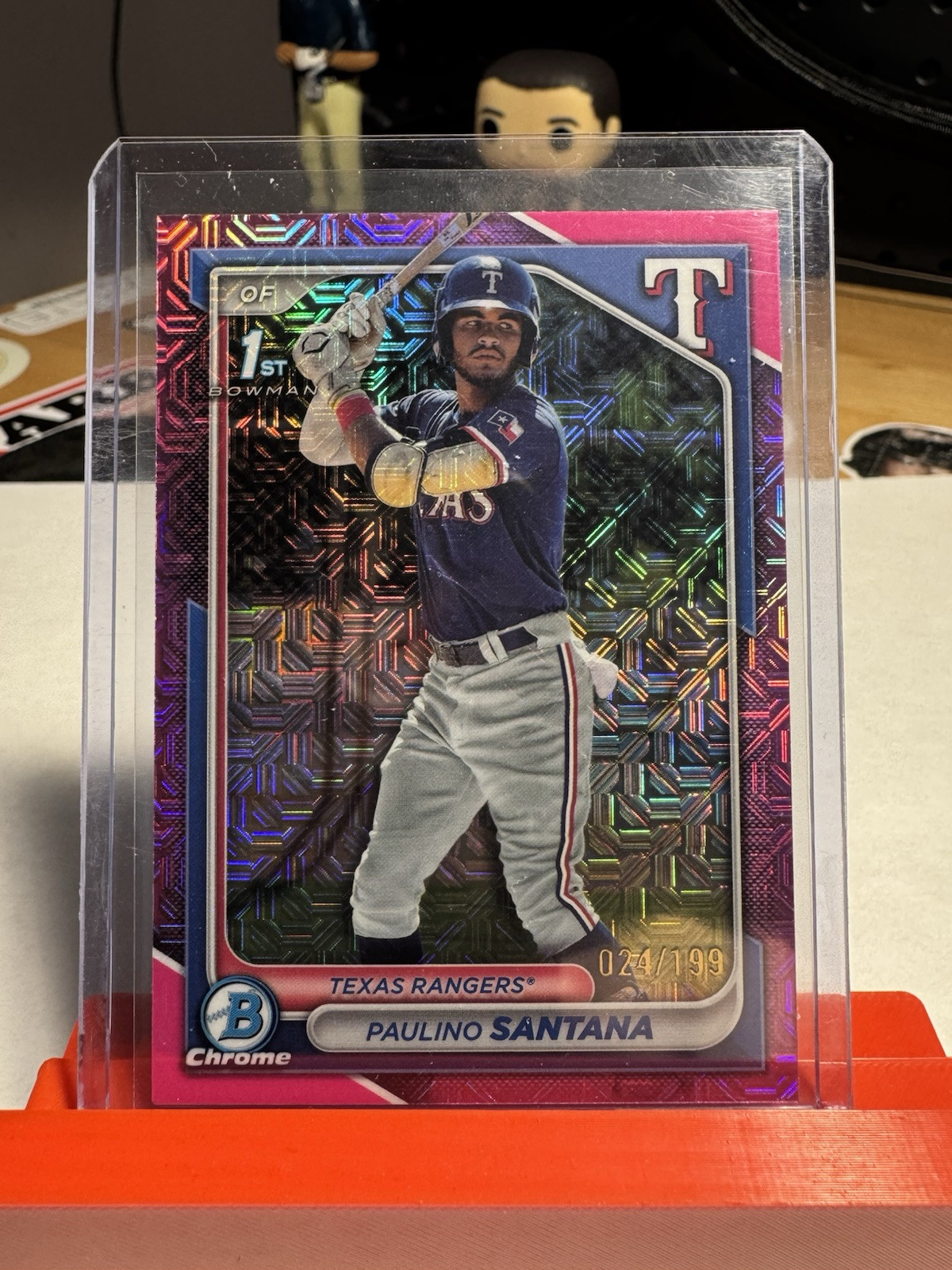 2024 Bowman Chrome Mega Paulino Santana 1st Pink Mojo Refractor /199 #BCP-245