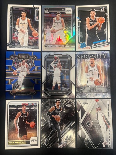 2023 PRIZM SELECT TOPPS VICTOR WEMBANYAMA SPURS NON AUTO ROOKIE 9 CARDS INVEST