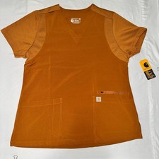 NWT Carhartt Women's Force Cross-Flex V-Neck Scrub Top   Fox Brown Size M 