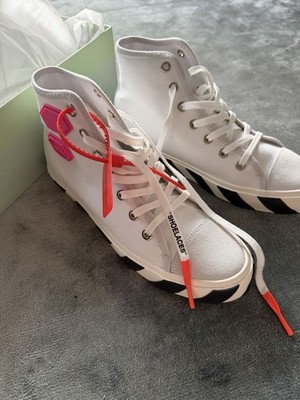 Off-White Vulcanized Striped Hi-Top White Fuchsia 2019 Virgil Neu DS EU 43