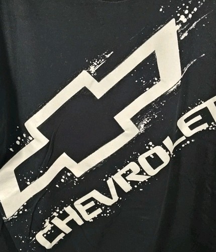 Chevrolet Brand Men's XL Black Short Sleeve Crew Neck White Logo 100% Cotton - Picture 2 of 6