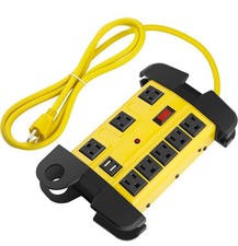 Heavy Duty Power Strip with USB, Workshop 8 Outlet Surge Protector 2700 Joules,