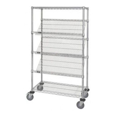 Quantum Storage Systems - M2436SL6C - 24 x 36 x 63 Chrome Wire Slanted Mobile
