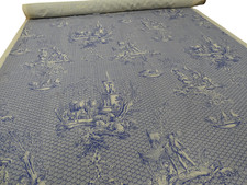 MARVIC TEXTILES LES ENFANTS BLUE - Cotton Toile Fabric Cushions Curtains