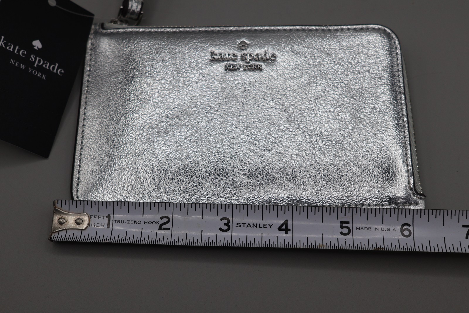 NWT Kate Spade KE635 Lucy Medium L-Zip Wristlet Metallic Leather Lunar Light 139 image 6