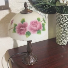 Floral Accent Lamp Bedside Table Desk Light Rose Flower Shabby Chic Decor