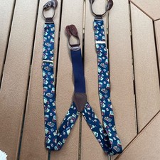 CAS W. Germany Adjustable Suspenders  Y-Shape Multi/Brown Leather  Buttons