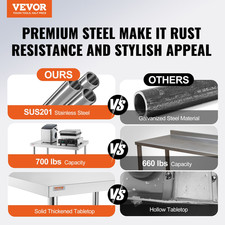 30x12x34 Inch Stainless Steel Work Table 3-Stage Adjustable Shelf with 4 Wheels