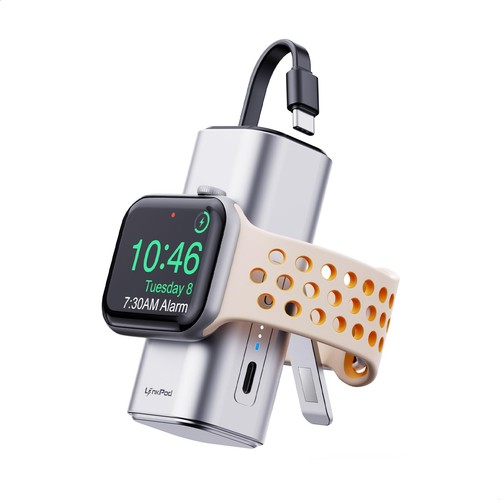 Portable Apple Watch Charger: 5000mAh 15W Fast Charging iWatch Power Bank Bui...
