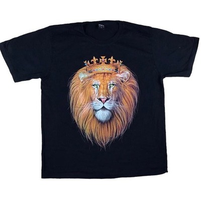 Löwe T-Shirt schwarz Grafik XL Oversized Hipster Y2k Animal Tee