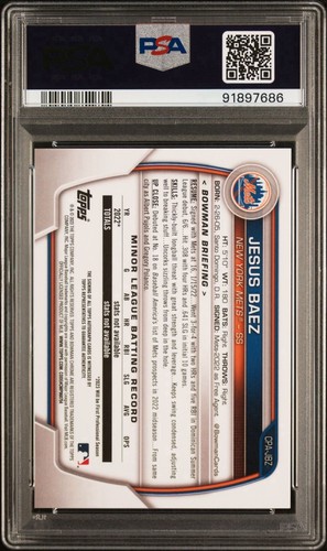 2023 Bowman Chrome JESUS BAEZ 1st Auto - PSA GEM MINT 10 New York Mets - Picture 2 of 3