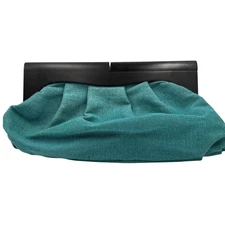 Vintage Wooden Handle Clutch Bag Purse, Teal Green Woven Evening Bag WICKED