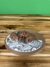 Avon 1988 Brown Bear  Cub River Scene 3D Wall Plaque Hanging Decor