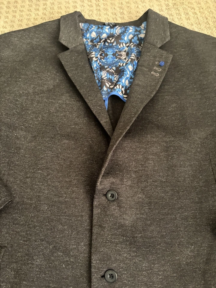 Synrgy Men’s 62R 64R 5XL Black Blazer Sport Coat Single Breasted Floral Lining - Image 3 of 4