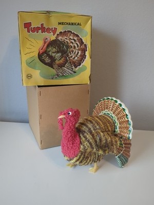 Vintage - Mechanical Turkey Windup Toy w/ORIGINAL box - ALPS JAPAN - WORKS!!