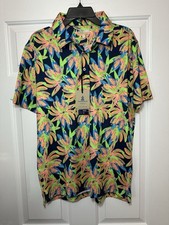 Size M Chubbies The Ocean Flower Tropical Print Performance Polo 2.0 Shirt NEW