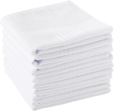 Scotamalone Men's Handkerchiefs 100 Soft Cotton White Hankie Hankerchieves