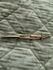 Vintage SWANK Sword Tie Clip Gold Tone Mid-Century Novelty Tie Bar Celtic Hilt