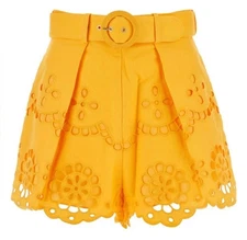 Zimmermann Yellow High Waist Scalloped Shorts