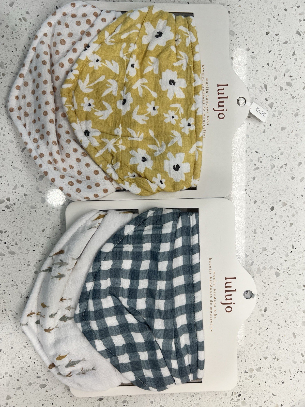 Lulujo Muslin Bandana Bibs Adjustable Snap Closure Set Of 4!! NEW