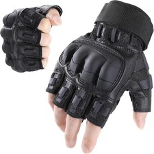 Mens Motorcycle Fingerless Half Finger Protection Riding Driving Biker Gloves
