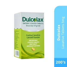 1x Dulcolax Bisacodyl 5mg 200's for Constipation Relief Laxative Fast Acting