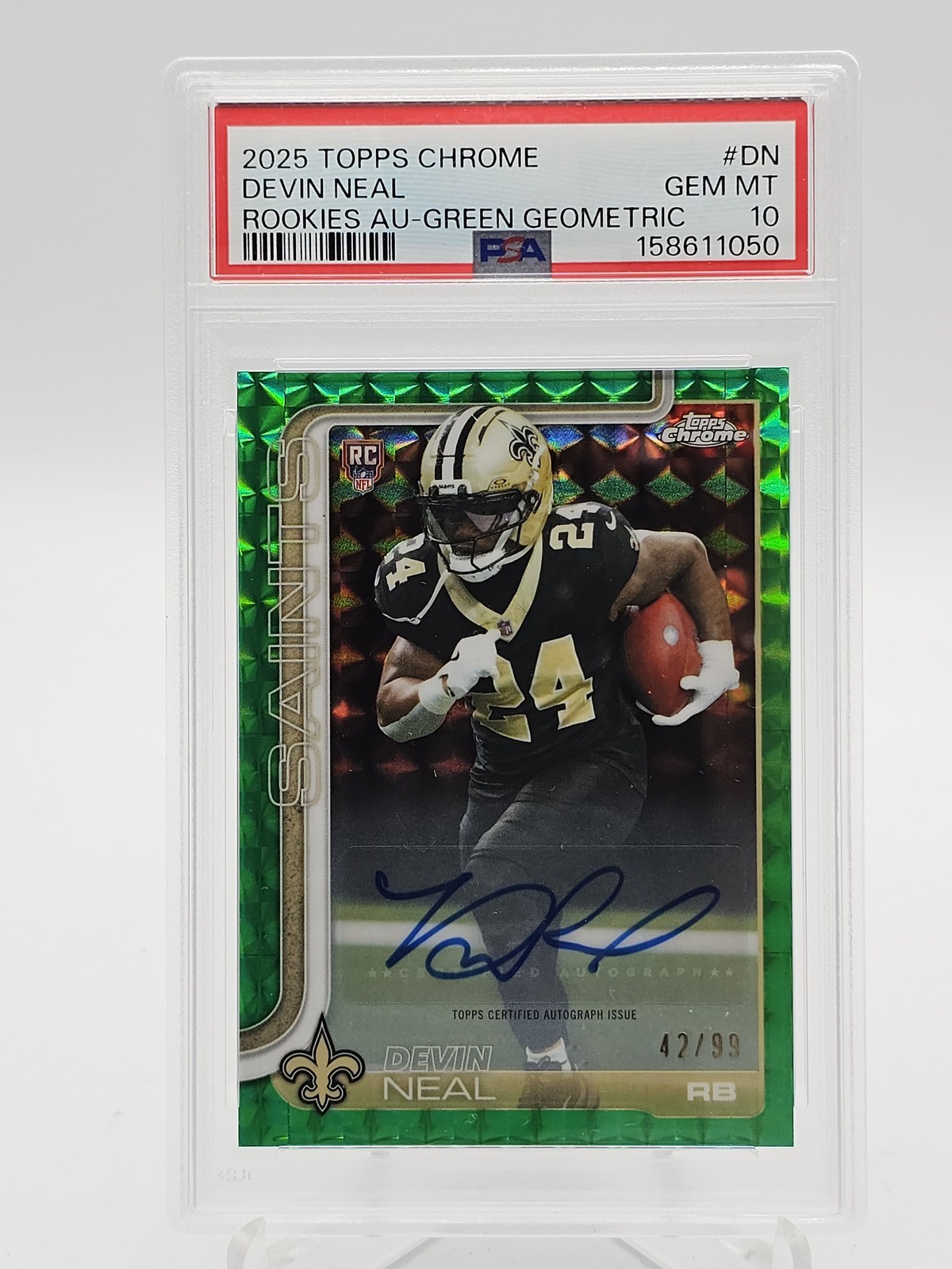 Devin Neal Topps Chrome Rookies Autograph #DN Green Geometric