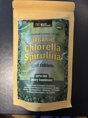 Organic Chlorella Spirulina Tablets | 1250 Count | 50/50 Blend  Non-Gmo Ex 11/26
