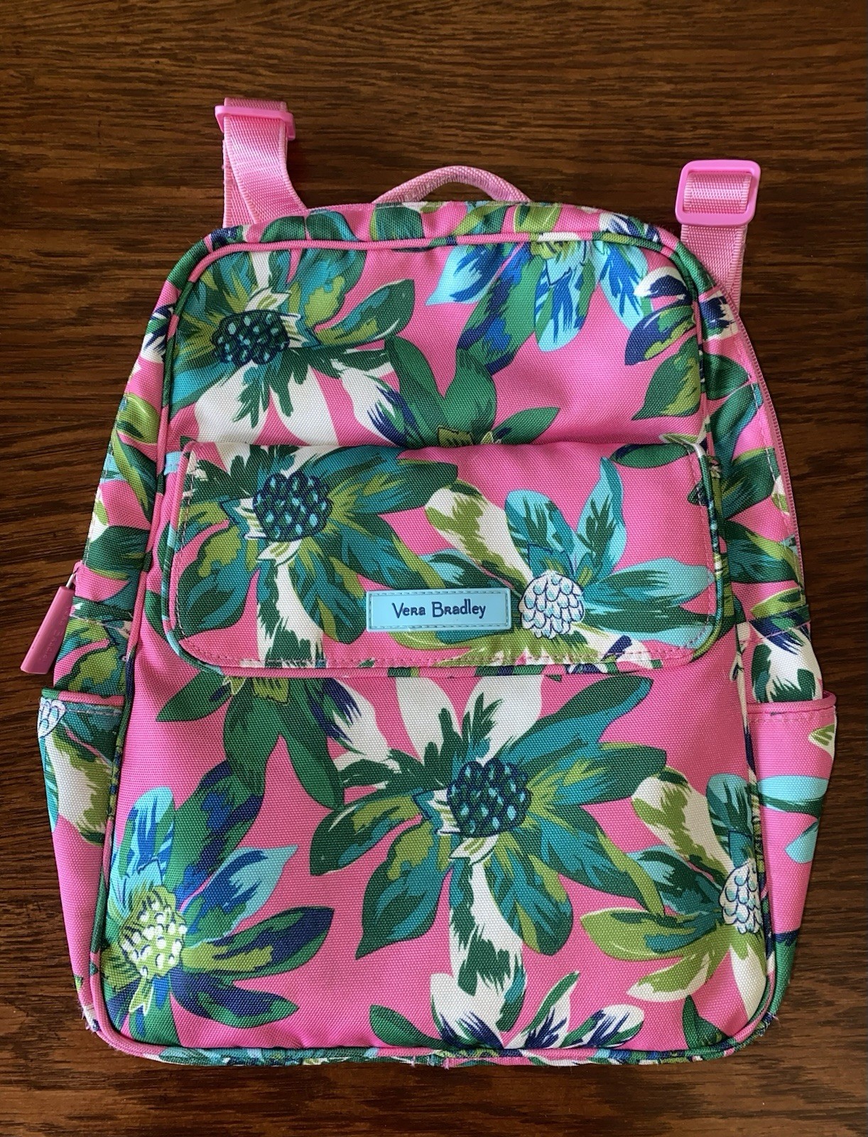 Vera Bradley Lighten Up Compact Backpack Pink Green Tropical Paradise Floral