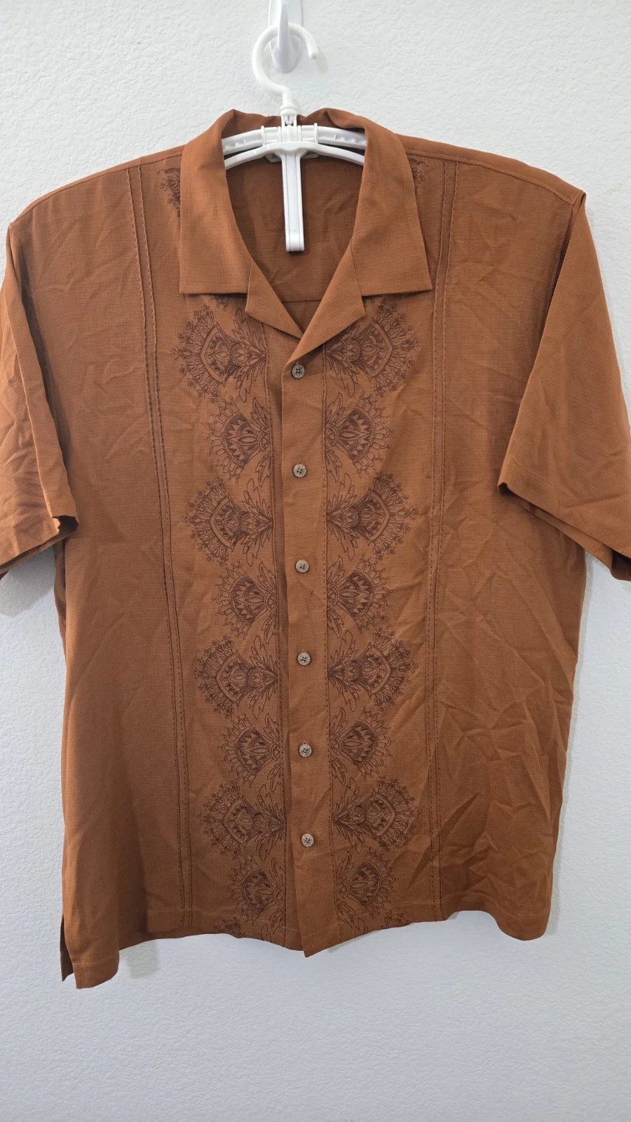 Tommy Bahama Mens Large Orange Short Sleeve Button Up Hawaiian Shirt L133