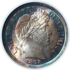 1898 Barber Dime MS61 ANACS Soapbox Stunning Rainbow Toning