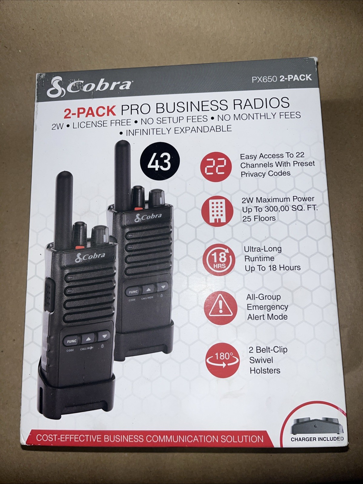 Cobra PX650 Professional FRS Two-Way Radio - 2 Pack New
